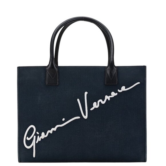 VERSACE Navy Leather Tote Bag - Picture 1 of 8